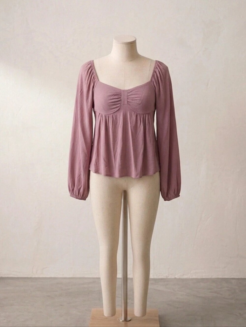 Aemi + Co Women's Dusty Rose Peasant Blouse - Boho Long Sleeve Top